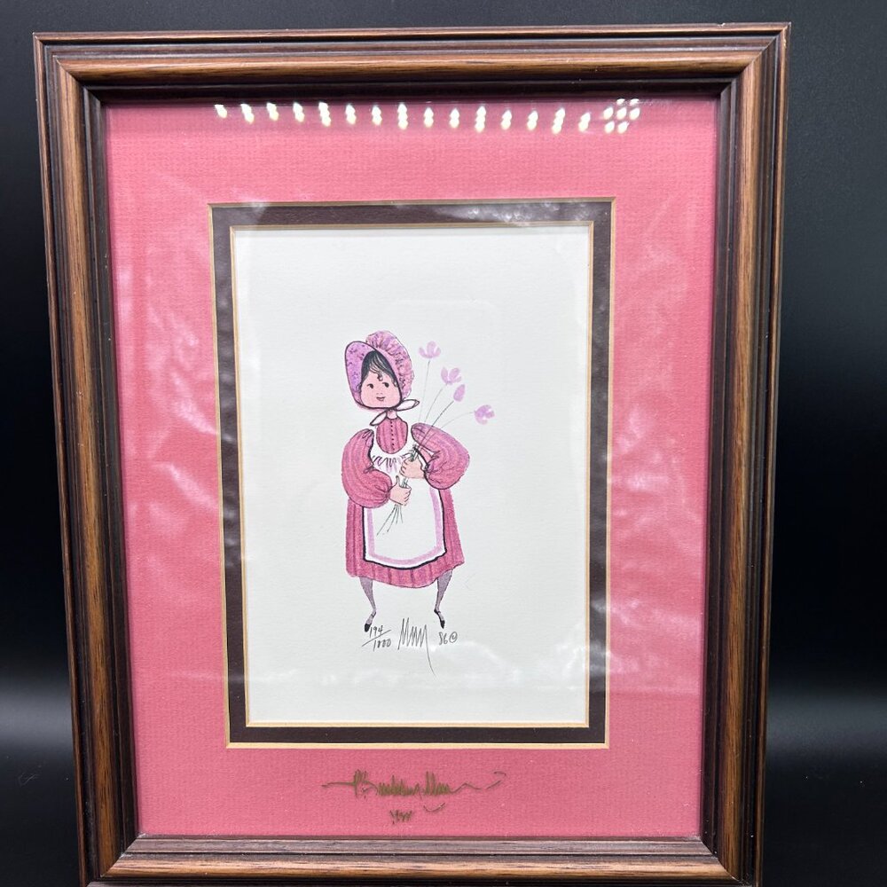 P. Buckley Moss “Anne” Framed and Matted Print 1986 Signed Numbered 194/1000 VTG